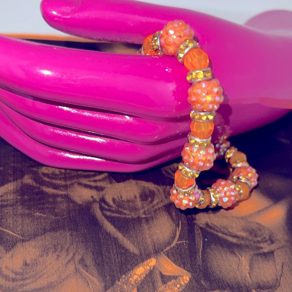 Look Beautiful Elegant orange Beaded sparkling Bracelet